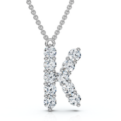 1Ct Diamond Initial "K" Pendant 14k Gold 18" Necklace Lab Grown 5/8" Tall