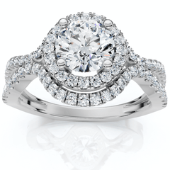 1 1/10Ct Lina Diamond Halo Engagement Ring 14k Gold or Platinum Lab Grown