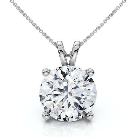 1Ct Solitaire Diamond Pendant 14k Gold Lab Grown 18" Necklace
