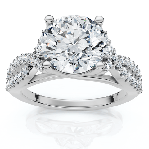 Certified 2 1/2ct Diamond Crossover Engagement Ring 14K Gold of Pt Lab Grown