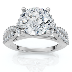 Certified 2 1/2ct Diamond Crossover Engagement Ring 14K Gold of Pt Lab Grown