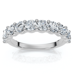1ct TW Half Eternity Round Diamond Wedding Band 14k Gold or Platinum Lab Grown