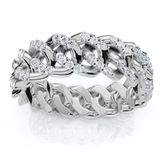 Men's Braided Cuban Diamond Ring 14k Gold Lab Grown