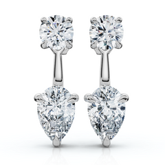 3Ct Diamond Studs & Earring Jackets 14k Gold Pear Shape Lab Grown EF/VS