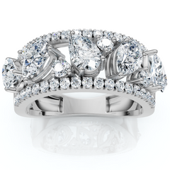 1 1/2Ct Multi-Shape Cluster Diamond Anniversary Ring 14k Gold Lab Grown