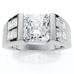 Certified 5.40Ct Men's Asscher Cut Diamond Ring 14k Gold Lab Grown GH/VS