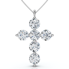 6Ct Diamond Cross Pendant Lab Grown 18" Necklace EF/VS