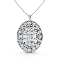 Certified 2 1/2Ct Oval Diamond Cluster Pendant 14k Gold Lab Grown