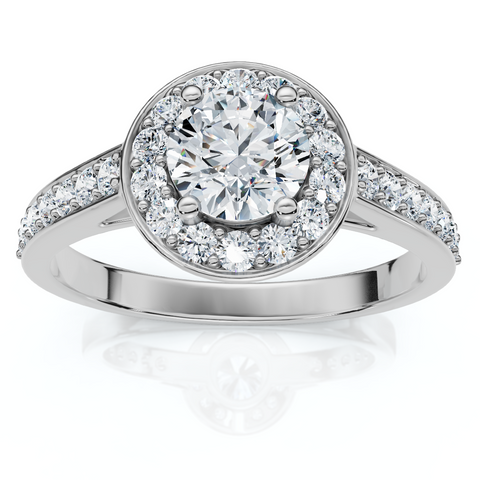 1Ct Diamond Halo Engagement Ring 14k Gold or Platinum Lab Grown EF/VS