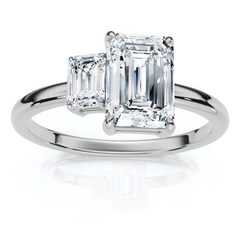 1 1/4Ct Emerald Cut Toi et Moi Diamond Ring Lab Grown
