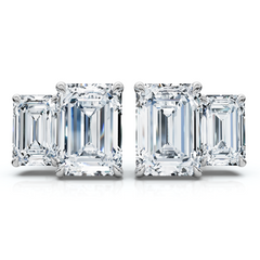 1 1/2Ct Emerald Cut Toi et Moi Diamond Earrings 14k Gold Lab Grown