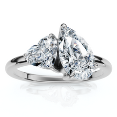 1 1/2Ct Heart & Pear Two Stone Toi et Moi Diamond Ring 14k Gold or Pt Lab Grown