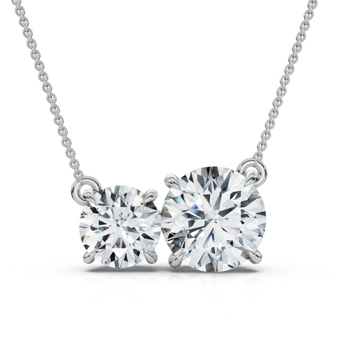 1 1/2Ct Rounds Toi et Moi Diamond Pendant 14k Gold or Pt Lab Grown