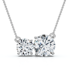 1 1/2Ct Rounds Toi et Moi Diamond Pendant 14k Gold or Pt Lab Grown