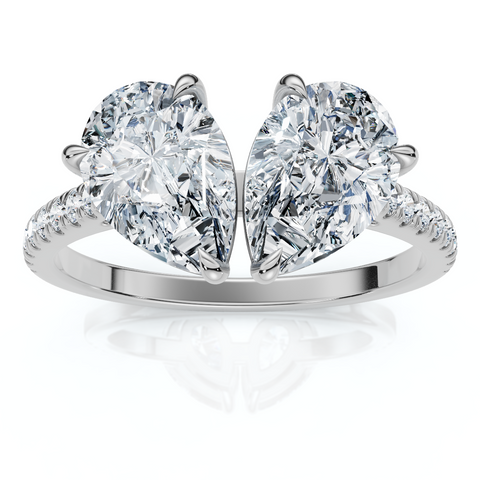 2 1/3Ct Toi et Moi Double Pear Diamond Ring 14k Gold or Platinum Lab Grown