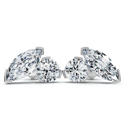 2 CT Toi Et Moi Diamond Earrings in 14K Gold