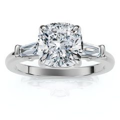 1 1/4ct Cushion & Baguette Diamond Engagement Ring 14k Gold/Platinum Lab Grown