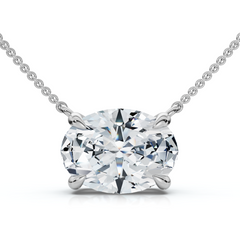 Certified 2Ct Diamond Oval Solitaire Pendant 14k Gold 18" Womens Chain Lab Grown