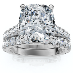 Certified 4Ct Cushion Diamond Engagement Wedding Ring Set 14k Gold/PT Lab Grown