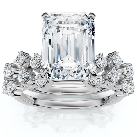 Certified 3 1/4Ct Emerald Diamond Bridal Set 14k Gold or Platinum Lab Grown