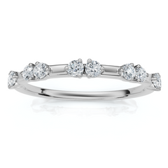 1/5Ct Unique Alternating Diamond Wedding Band 14k White Gold Lab Grown