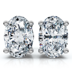 Oval Cut Diamond 4-Prong Studs 14k Gold Lab Grown Earrings
