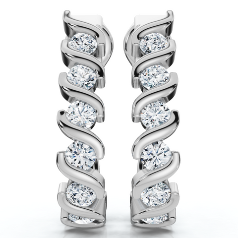 3/8Ct Diamond Curve Earrings 14k Gold Lab Grown EF/VS Lab Grown