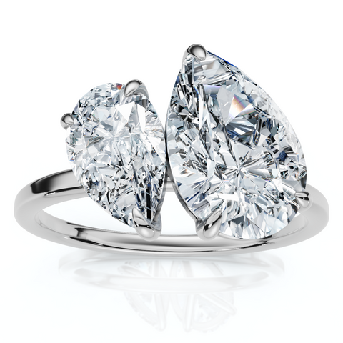 3Ct Toi Et Moi Pear Shape Diamond Ring 14k Gold Lab Grown EF/VS