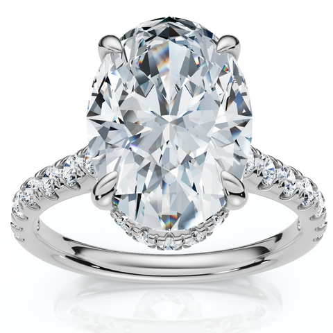 GIA Certified 3.69Ct Oval Hidden Halo VS Diamond Engagement Ring 14k White Gold