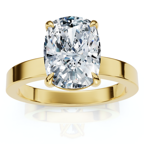 Certified 2Ct Cushion Diamond Cigar Band Engagement Ring Gold Lab Grown FG/VS