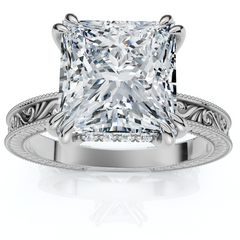 Certified 2 1/2Ct Princess Cut Louve Diamond Engagement Ring 14k Gold Lab Grown