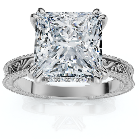 Certified 2 1/2Ct Princess Cut Louve Diamond Engagement Ring 14k Gold Lab Grown