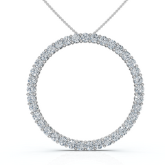 3 CT Circle Lab Grown Diamond Pendant in Gold