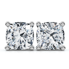 1 - 4 Carat Cushion Cut Diamond Studs 14k White or Yellow Gold Lab Grown