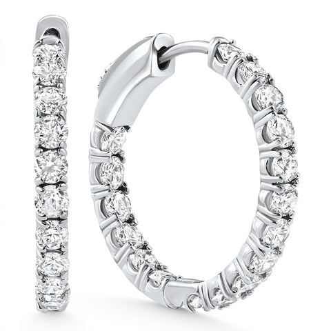 2.05Ct Diamond Inside Outside Hoops 14k Gold Women's Earrings Lab Grown 1" Tall