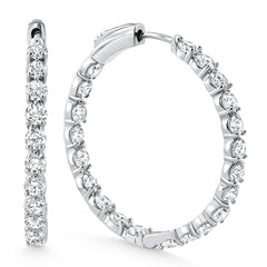 4 1/2Ct Diamond Inside Outside Hoops Gold Women's Earrings Lab Grown 1.25" Tall