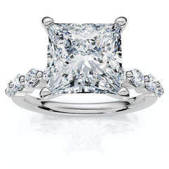 Certified Monica Princess Cut 3 1/2Ct Diamond Engagement Ring 14k Gold Lab Grown