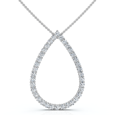 1Ct Pear Shape Diamond Pendant White or Yellow Gold Lab Grown 1.25" Tall