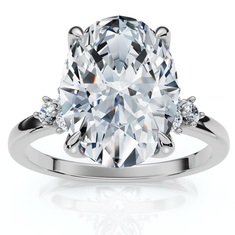 3 1/10Ct Oval Carlie Diamond Engagement Ring 14k Gold or Platinum Lab Grown
