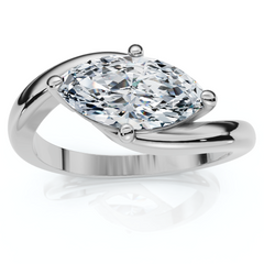 1Ct Marquise Diamond Solitaire Curve East To West Ring Gold Lab Grown Gold