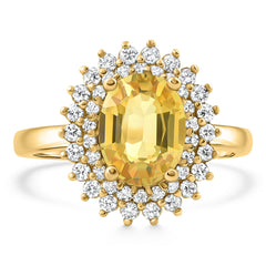 2.93 CT Yellow Sapphire Diamond Ring in Gold