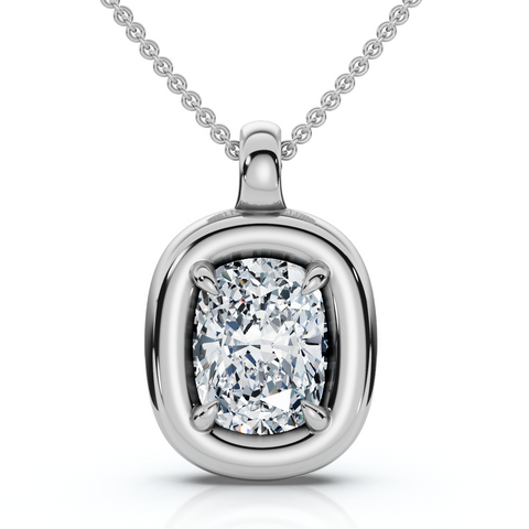 1Ct Cushion Diamond Navi Pendant 14k Gold Lab Grown 18" Necklace