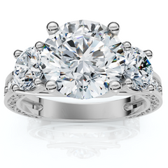 Certified 3 1/2Ct Jessica Diamond Engagement 3-Stone Ring