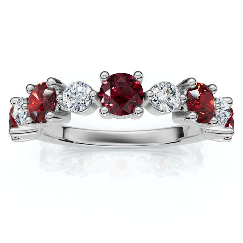 1Ct Sylvia Ruby & Diamond Anniversary Ring Gold Lab Grown