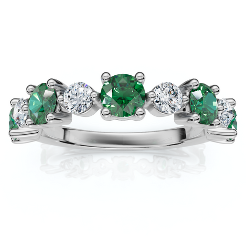 1Ct Sylvia Emerald & Diamond Anniversary Ring Gold Lab Grown