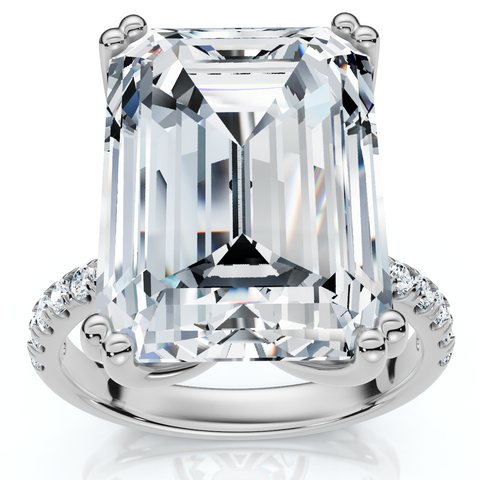 Certified 10.25Ct Emerald Cut Diamond Engagement Ring 14k Gold or PT Lab Grown