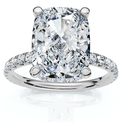 Certified 3 1/2Ct Cushion Hidden Halo Diamond Engagement Ring 14k Gold Lab Grown