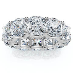 12Ct Cushion Cut Diamond Eternity Ring 14k Gold Wedding Band Lab Grown