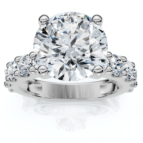 Certified 4Ct Round Cut Diamond Accent Engagement Ring 14k Gold Lab Grown