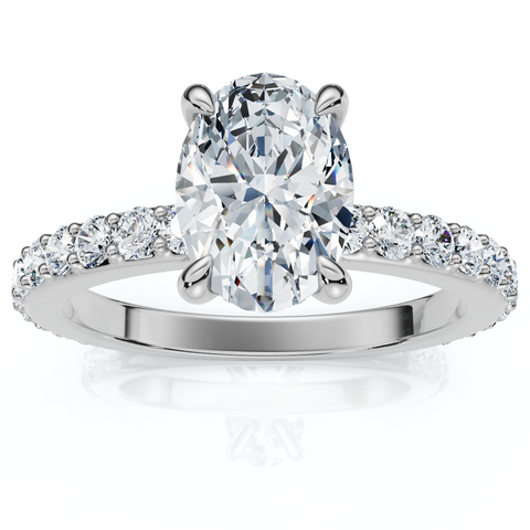 1 1/2Ct Oval Diamond Engagement Side Stone Ring Gold Lab Grown